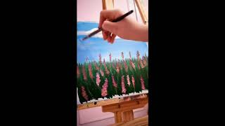 Painting a lavender feild by acrylic color | paint lavender | how to paint lavender?