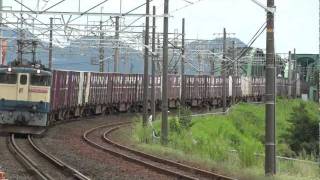 【HD】EF65-1077 貨物列車③(5087レ 原色:国鉄特急色・赤プレ) 穂積駅