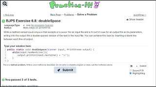 Java Practice It || 6.8 doubleSpace || file processing, scanner, while loop, Print Stream