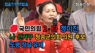 국민의힘 ‘2-다’ 정미진 청송군의회 의원 ‘나 선거구’ 후보, 도평장날 유세 22.05.20