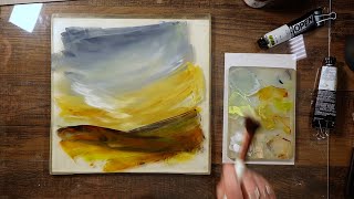 Creating abstract landscapes on a gelatin plate: monotype printing with a gel press