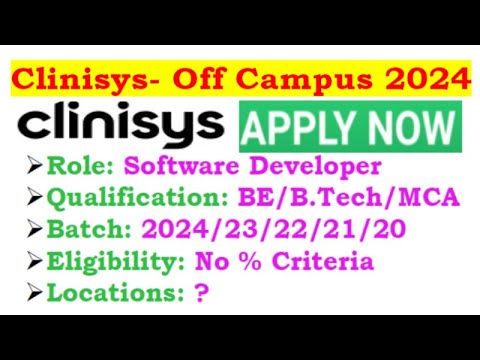 Clinisys Is Hiring 2024/23/22/21/20 Batch | Required Skills ...