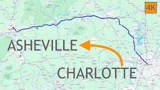 Charlotte to Asheville North Carolina Drive 4K - Driving Road Trip