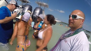 Miami sandbar Boating fun weekend tbt
