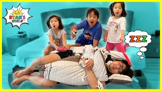 Don't Wake Daddy In Real Life Challenge with Ryan, Emma, and Kate!!!