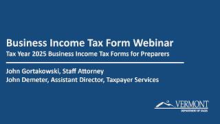 Session 1: Tax Year 2025 Business Income Tax Forms for Preparers