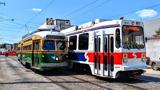 SEPTA 1980 Kawasaki LRV trolley 9000 on Girard Avenue route 15.