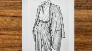 How to draw a suit drawing easy step by step tutorial ||  Fashion drawing sketches