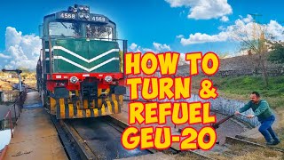 Refuel \u0026 Turning GE Locomotive Pakistan Railways | Railroad | Diesel engine | پاکستان