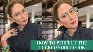 How To Perfect The Tucked Shirt Look || Carla Rockmore Tuxedo Shirt