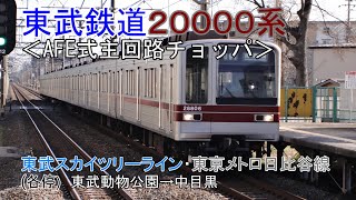 鉄道車窓動画【FHD】東武鉄道20000系（AFE式主回路チョッパ）東武スカイツリーライン・東京メトロ日比谷線（各停）東武動物公園→中目黒