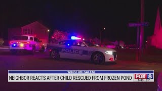 Winston-Salem neighbor reacts after child rescued from frozen pond