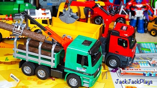Bruder Logging Truck Toy UNOBXING | Pretend Play Skits | JackJackPlays