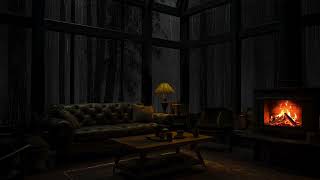 Rain and Fireplace Ambience in a Cozy Cabin - Goodbye Stress, Hello Sleep 🌧️🔥😴