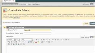 Blackboard 9: Create Grade Center Column