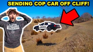 Driving My STOLEN POLICE Car OFF a CLIFF in My BACKYARD!!!