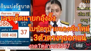 เลขเด็ดนายก ใบชัดชัด ป้ายแดงคันใหม่ 3 ตัวตรง ออกแน่  งวด 1 ต.ค.67 #หวย #เลขเด็ด #หวยรัฐบาลไทย