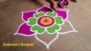 Diwali special//3//flowers padi Kollam Easy Rangoli Pandaga design muggulu Beautiful Rangoli