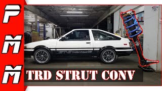 AE86 Corolla Suspension overhaul | TRD Short Stroke Strut Conversion Techno Toy Tuning