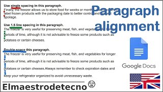 Paragraph alignment in Google Docs: left, right, center, justify...