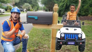 Handyman Hal uses Tools to Fix | Repair Broken Mailbox | Learn Tools for Kids