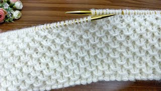 बेहद आसान खुबसूरत उभरी बुनाई, Honeycomb Variation Stitch Knitting 4 Rows Repeat