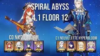 Genshin Impact Ver 4.1 - Spiral Abyss Floor 12 Nilou Bloom \u0026 C1 Neuvillette Hyperbloom