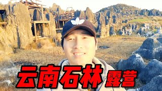 76. One person and one dog found an abandoned stone forest for camping in Yunnan