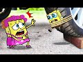 Ohh no, My Son !! Car crushing Spongebob Mommy vs Spongebob Baby  🚓 Crushing Crunchy & Soft Things