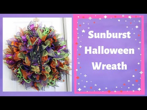 How to make a deco mesh sunburst wreath Halloween style How to make a deco mesh sunburst wreath Halloween style