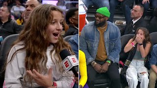 Young fan calls sitting next to LeBron the greatest moment in her life | NBA on ESPN