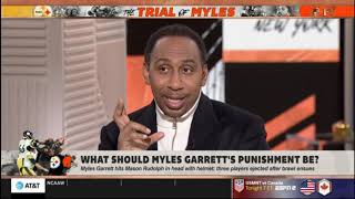 ESPN First Take | Stephen A. SUSPICIOUS What should Myles Garrett's punishment be?