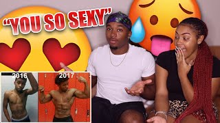 My Girlfriend Reacts To My VIRAL Transformation Video