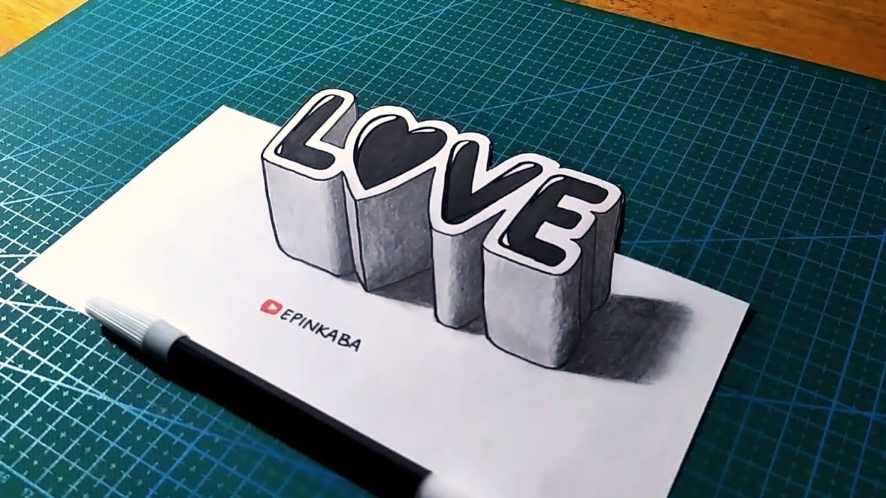 Cara Membuat Kata LOVE 3D Di Kertas | Menggambar 3 Dimensi - YouTube