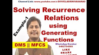 Solving Recurrence Relations using Generating Functions || Generating Functions | DMS | MFCS