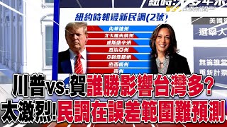 美選激烈「數十年未見」！川普vs.賀錦麗「誰勝影響台灣多」？大搖擺州民調在「誤差範圍」難預測@57ETFN