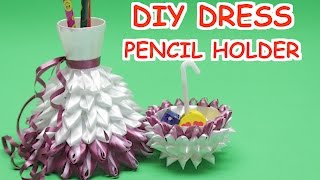 DIY Plastic Bottles Dress Pencil Holder 2 in 1- Plastic Bottle Crafts Ideas