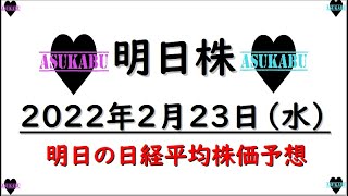 【明日株】明日の日経平均株価予想　2022年2月23日　日本は休場