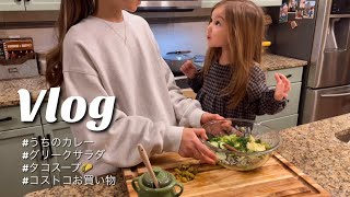 【カナダ暮らし主婦Vlog🇨🇦】日本のカレーとグリークサラダ/タコスのスープ/コストコお買い物