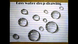 "3d real water drop" drawing simple technique || pencil sketch