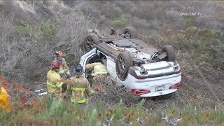 Car Flies Off Cliff, Driver Air Lifted With Major Injuries | La Jolla