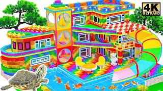 DIY - How to Build Mini Villa House With Rainbow Water Slide From Magnetic Balls ASMR Videos
