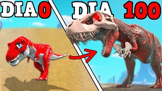 A EVOLUÇÃO DO TIRANOSSAURO REX MONSTRO! ENFRENTAMOS UM KAIJU! 100 DIAS ARK