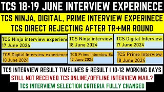 TCS 18-19 June Ninja/Digital/Prime Interview Experience | Selection Criteria | Rejection After TR+MR