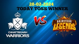 Chhattisgarh  warriors vs  Rajasthan legends  || Chhattisgarh  warriors vs Rajasthan legends toss