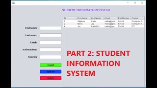 Part 2: Student information system | Student Management System in java netbeans and mysql