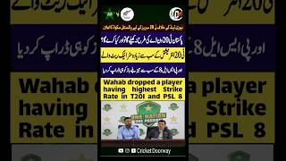 Wahab Riaz dropped Player Having Highest Strike Rate in T20I and  PSL 8 #pakistan  #cricketdoorway