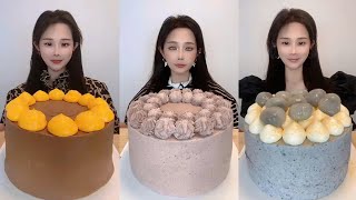 Asmr 🍰 Chocolate mille-feuille Red bean and green bean lasagna 🍰Black sesame thousand-layer soybeans