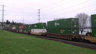 UP 5151 Leads A Stack Train @ Old Town Tacoma, WA w Canon HF11