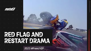 The crash that caused a Red Flag 🚩 in Moto2™! | 2023 #FrenchGP